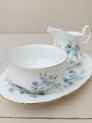 Roomstel Paragon voor melk en suiker met schaaltje, Forget me not