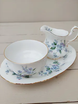 Roomstel Paragon voor melk en suiker met schaaltje, Forget me not