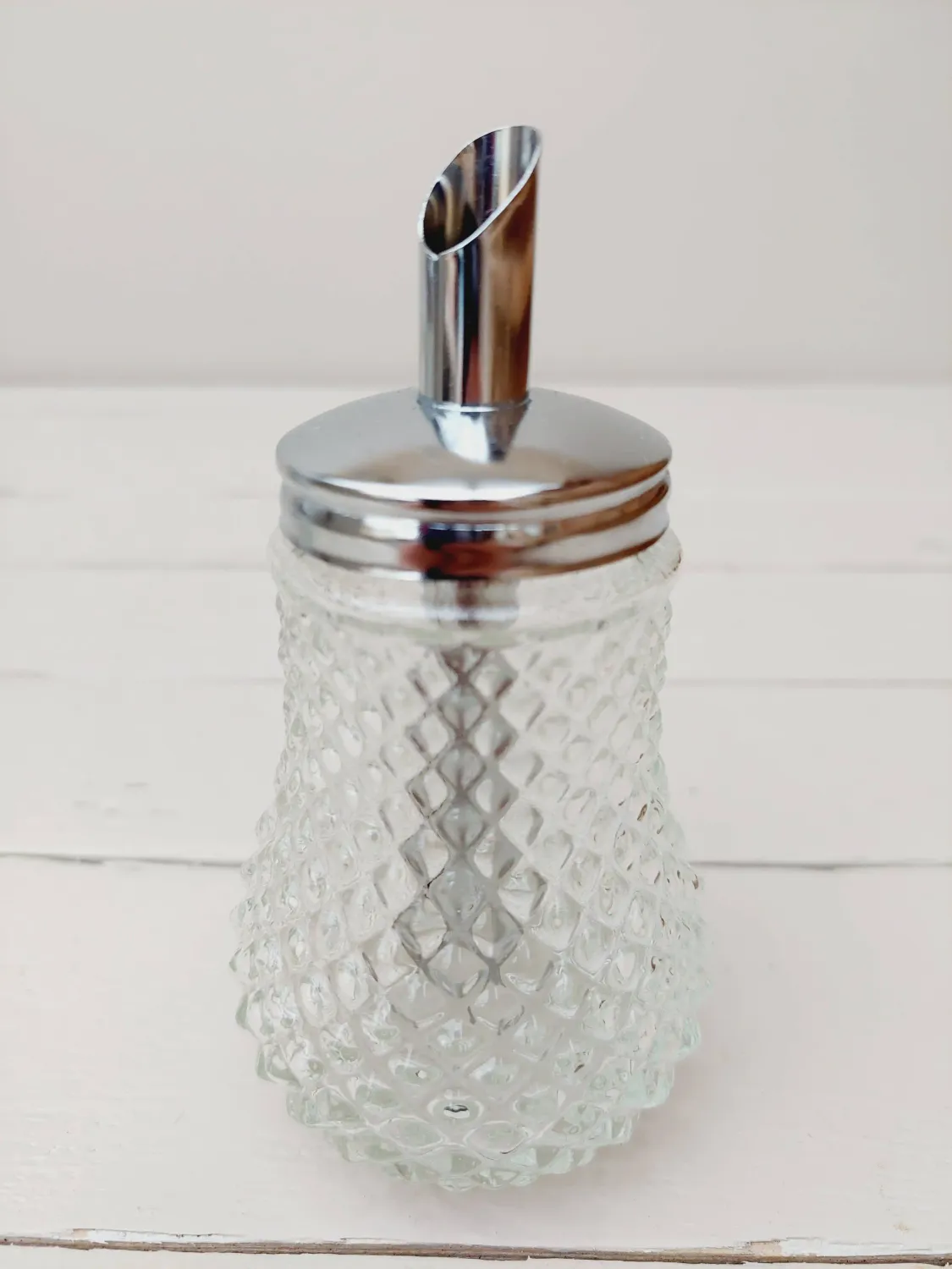 Vintage suikerstrooier - BMF - glas met metalen deksel, jaren ’70 stijl