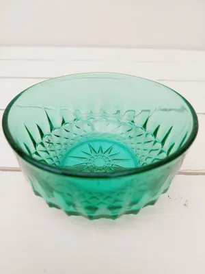 Vintage Arcoroc Emerald kommetje - smaragdgroen geslepen glas