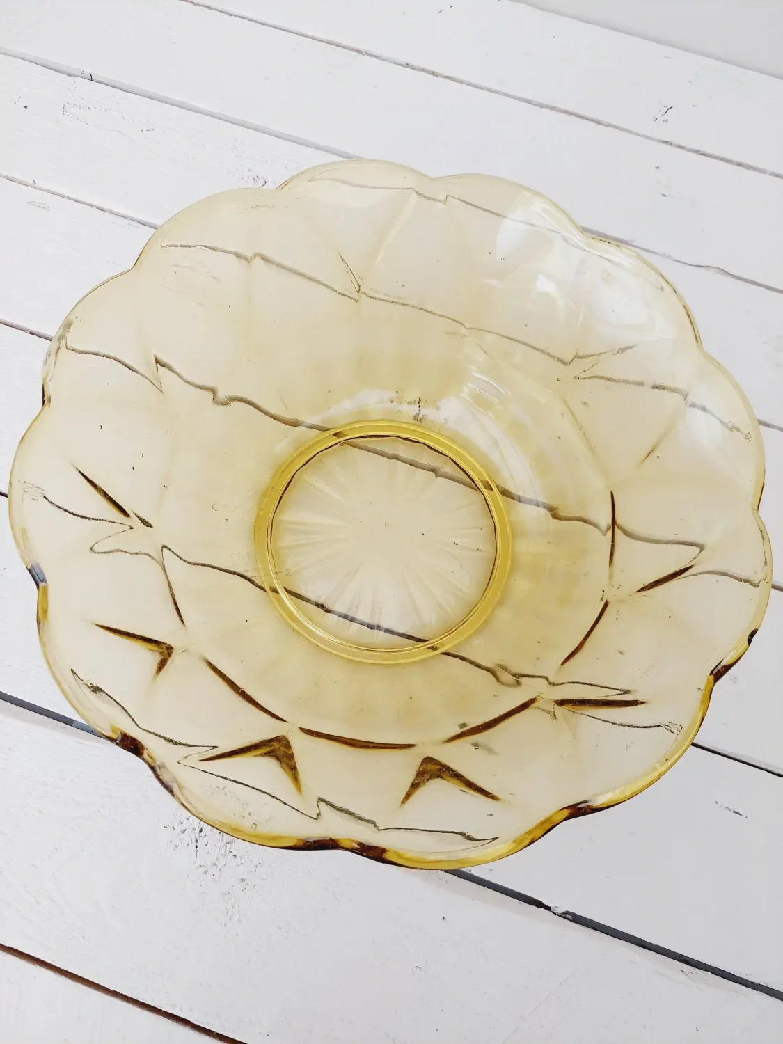 Vintage glazen schaal amberkleurig glas