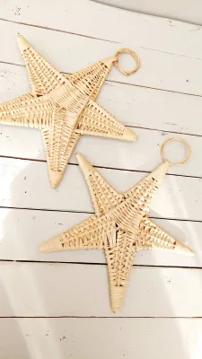Kerstster in rotan, set van 2 - boho kerstdecoratie