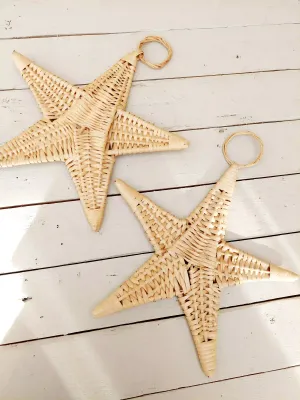 Kerstster in rotan, set van 2 - boho kerstdecoratie