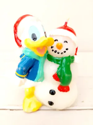 Kerstkaars - Donald Duck met kerstmuts en sneeuwman - Walt Disney