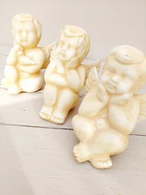 Engelenbeeldjes in gips - 3 verschillende holle beeldjes - beige - stijlvolle decoratie
