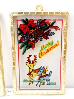 Mini-glasraampjes met goudkleurig kader - set van 3 - Merry Christmas