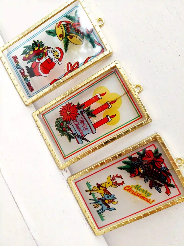 Mini-glasraampjes met goudkleurig kader - set van 3 - Merry Christmas