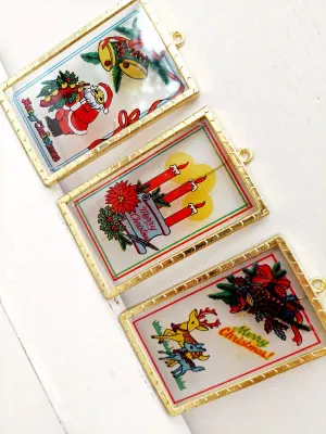 Mini-glasraampjes met goudkleurig kader - set van 3 - Merry Christmas