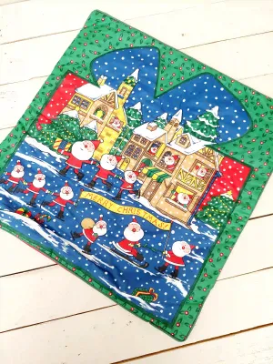 Kerstkussensloop met schaatsende kerstmannen – rode decoratieve hoes voor sierkussen 40 x 40 cm