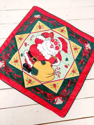 Kerstkussensloop met prent van kerstman met zak vol cadeautjes – rode decoratieve hoes voor sierkussen 40 x 40 cm