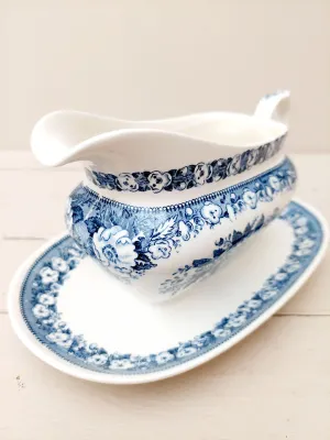 Vintage sauskom - sauspot Royal Sphinx Balmoral - crème porselein met fijn blauw bloemendecor