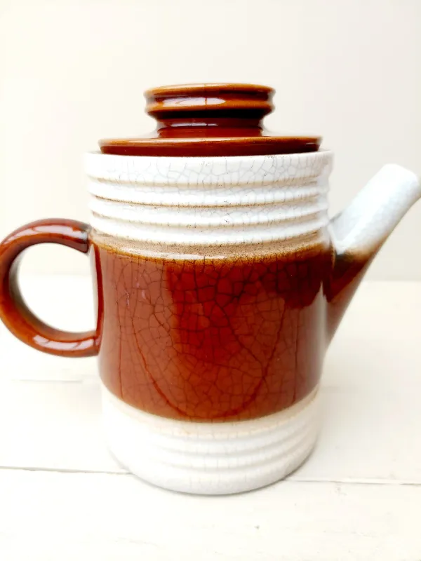 Vintage theepot / koffiepot Staffel Gerzit West-Germany - Bruin/wit