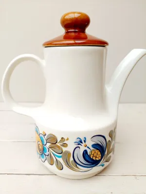 Vintage theepot / koffiepot met retro bloemen - Duits retro keramiek