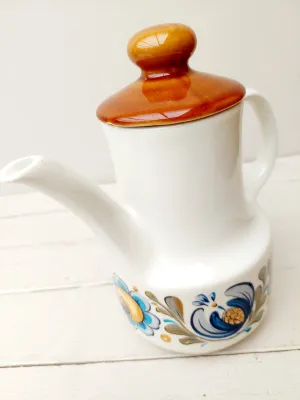Vintage theepot / koffiepot met retro bloemen - Duits retro keramiek
