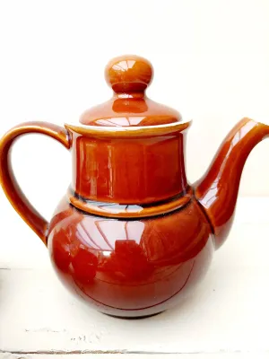 Vintage theepot bruin glazuur met bijpassend roomstel - KW Keramik West-Germany