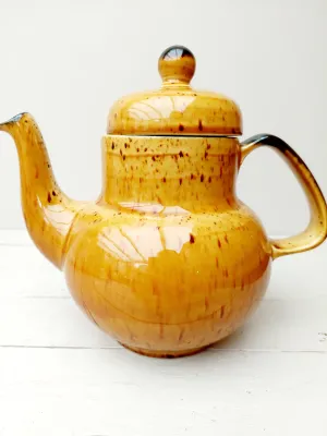 Vintage theepot / koffiepot - Boch Palma - okergeel en bruin