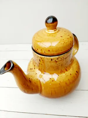 Vintage theepot / koffiepot - Boch Palma - okergeel en bruin