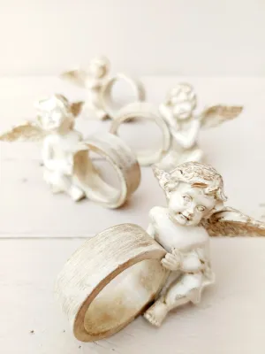 Servetringen engeltjes - set van 4 - keramiek