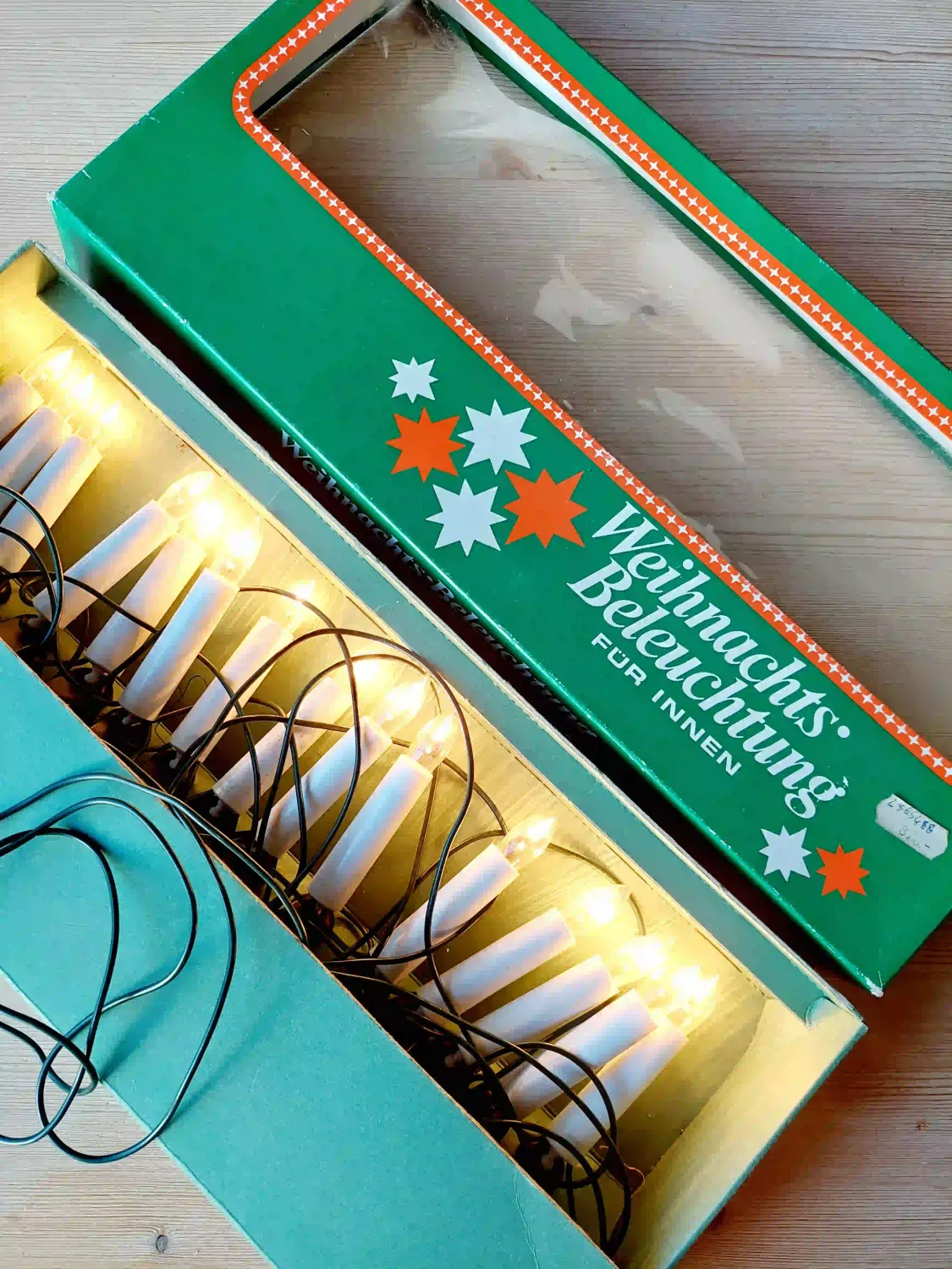 Vintage kerstverlichting &#39;Weinachtsbeleuchtung&#39; - 15 kaarslampjes met clip