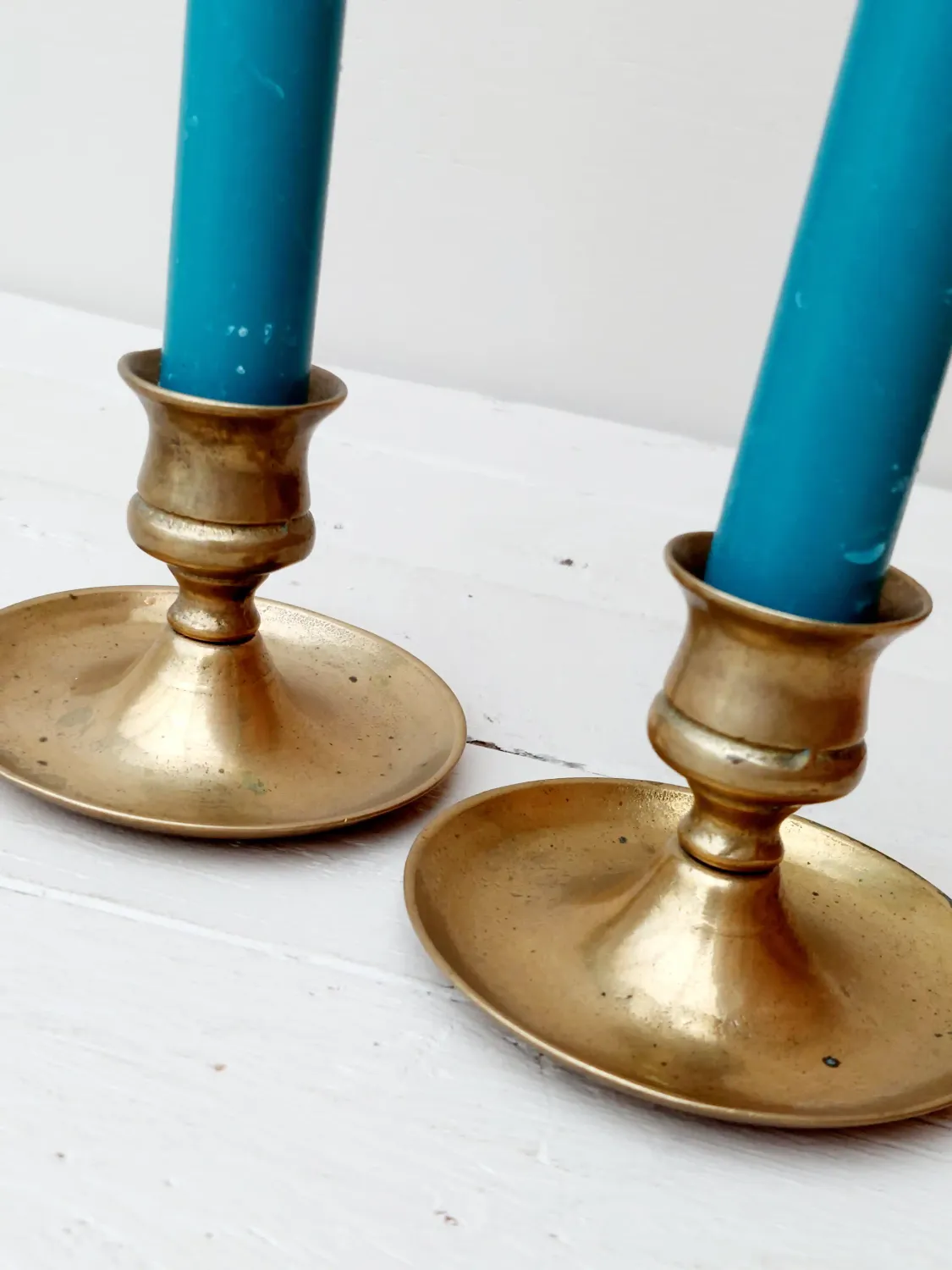 Vintage messing kandelaars – klassieke kandelaars - set van 2