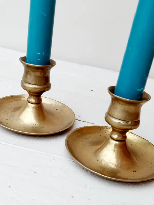 Vintage messing kandelaars – klassieke kandelaars - set van 2