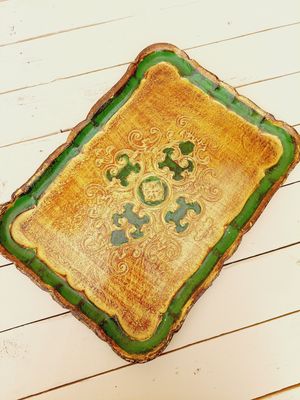 Florentijns dienblad goud en groen - 35 x 25 cm