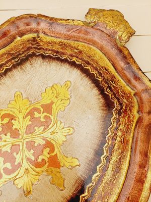 Florentijns dienblad goud, beige en roze met handgrepen - 53 x 35 cm