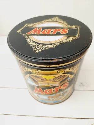 Groot vintage blik Mars - winkelblik met nostalgische prenten uit de jaren '80