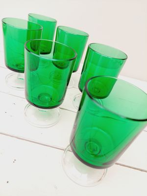 Vintage (wijn)glazen Luminarc Cavalier groen, set van 6