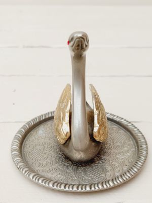 Vintage ringenhouder - zwaan verzilverd