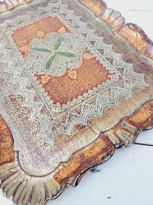 Florentijns dienblad goud, oranje en een beetje groen - 32 x 25 cm