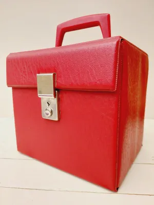 Vintage singles-koffer – rood, kunstleder, voor 7 inch platen