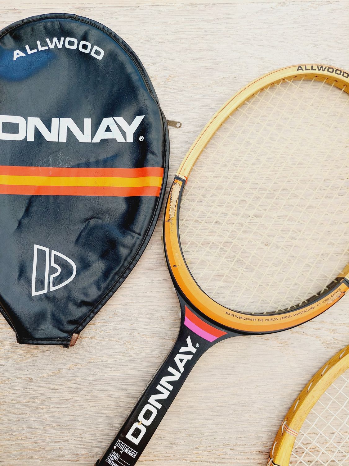 Vintage Donnay Bjorn Borg houten tennisracket – met bijpassende hoes