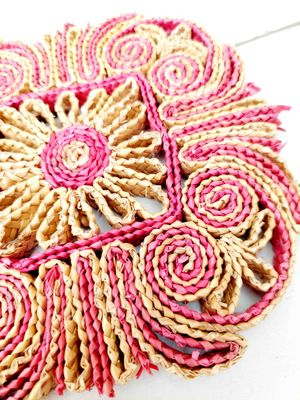 Vintage rieten onderzetter uit de jaren 70/80 voor potten en pannen – retro tafelaccessoire