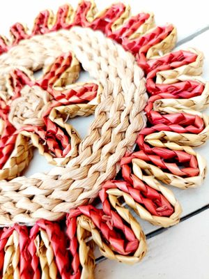Vintage rieten panonderzetter uit de jaren 70/80 voor potten en pannen – retro tafelaccessoire