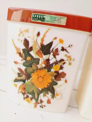 Voorraadpotten DBP retro met bloemendecoratie, set van 2