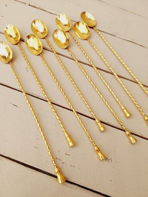 Vergulde vintage cocktaillepels, set van 8