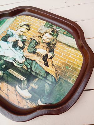 Vintage dienblad Ot en Sien – Sien en Trui breien