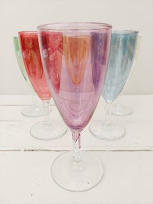 Set van 6 gekleurde champagneglazen - Retro glazen voor bubbels of likeur - set van 6