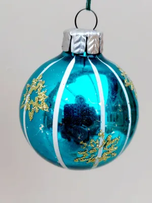 Gekleurde vintage kerstballen 5 cm - Vintage glas ornamenent in roze, groen, rood, blauw en goud - set van 8