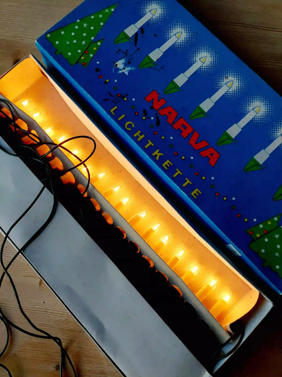 Vintage kerstverlichting 'Narva' - 16 kaarslampjes met clip