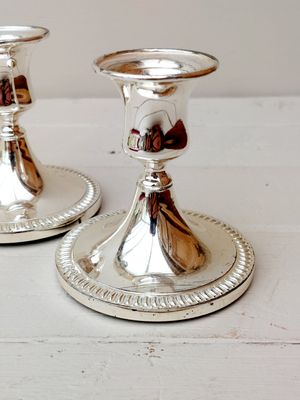 Vintage verzilverde kandelaars – klassieke kandelaars - set van 2