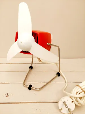 Vintage Severin ventilator rood wit compact model met metalen frame
