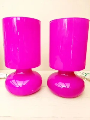 Set van twee roze IKEA Lykta lampen vintage design