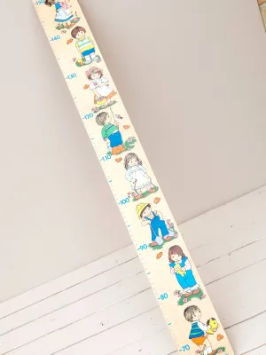 Vintage houten groeimeter - retro illustraties jaren 70 - wanddecoratie kinderkamer