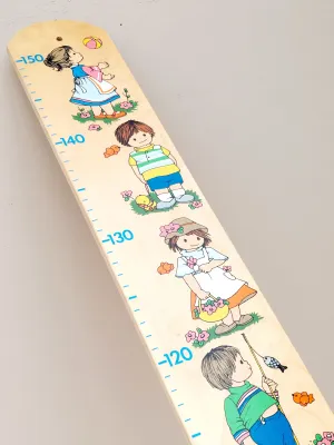 Vintage houten groeimeter - retro illustraties jaren 70 - wanddecoratie kinderkamer