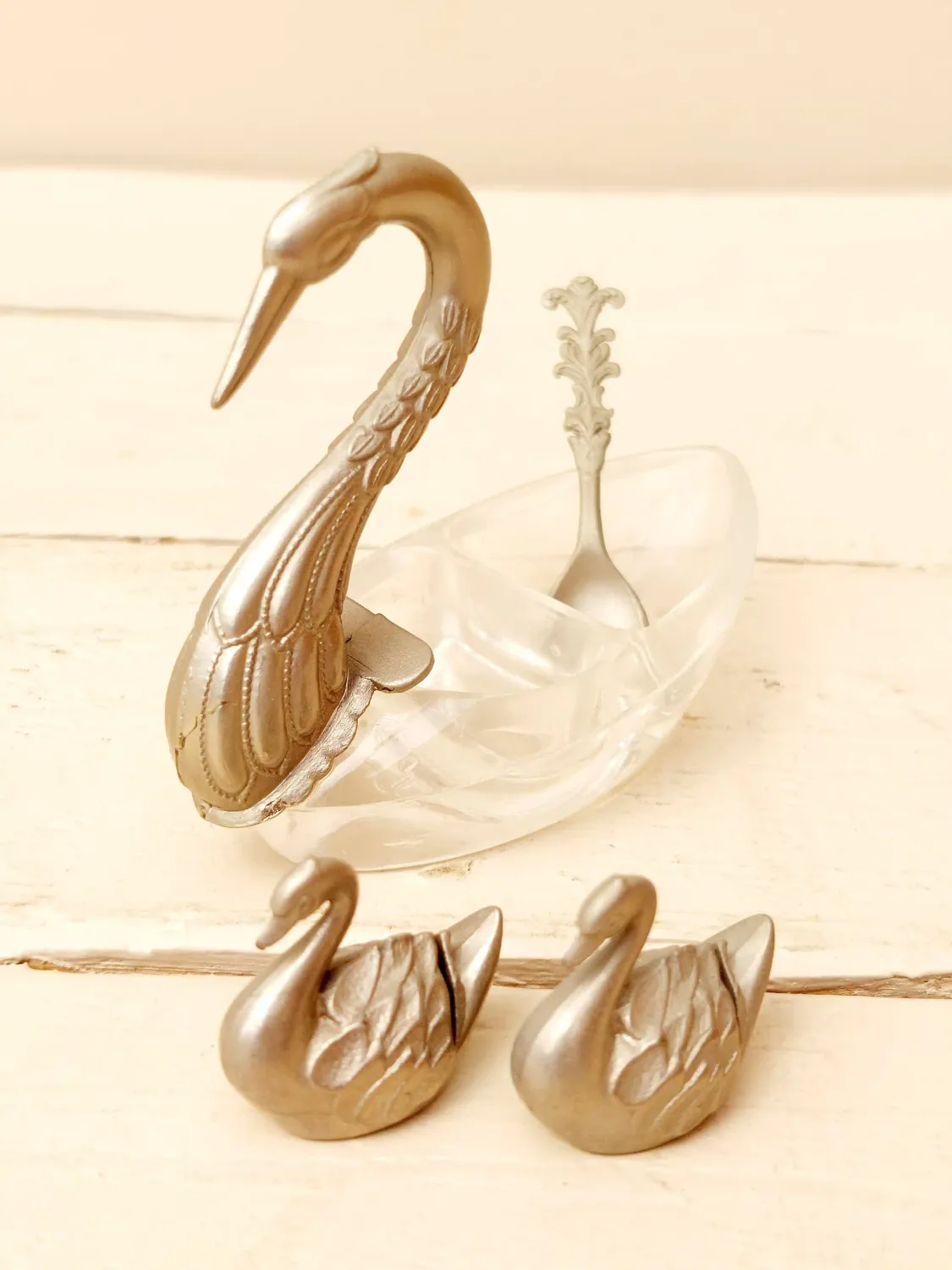 Vintage peper- en zoutstel - zwaan - met extra cadeautje