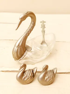 Vintage peper- en zoutstel - zwaan - met extra cadeautje