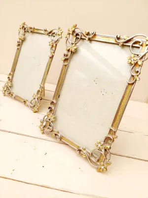 Set van 2 vintage fotolijsten - klassieke kaders metaal - goud- en zilverkleurig