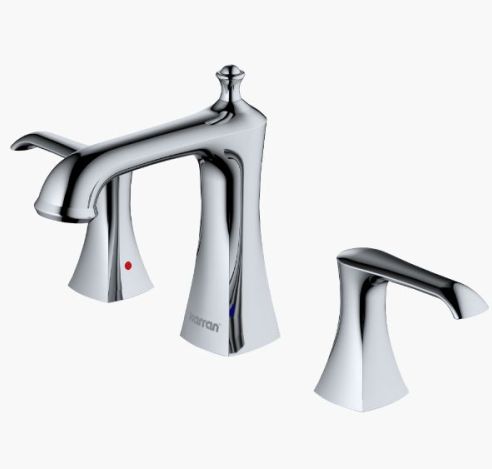 Karran KBF414 Woodburn Widespread Three-Hole 2-Handle Bathroom Faucet with Matching Pop-Up Drain, Color: Chrome